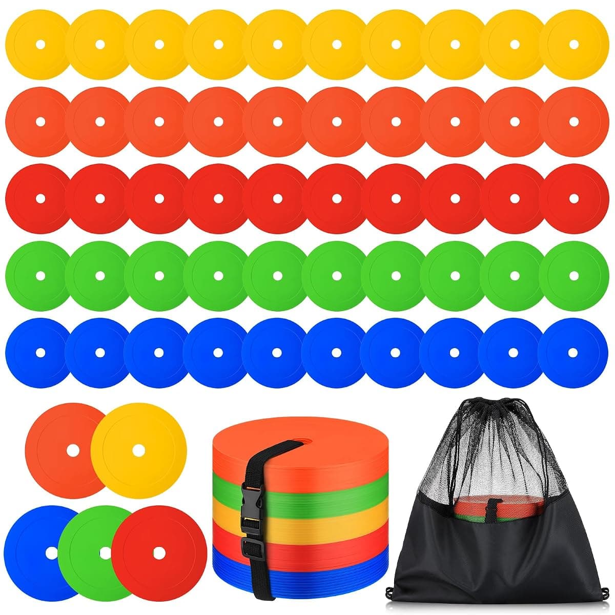 Silipull Flat Soccer Cones, 50 Pack, 6 Inch