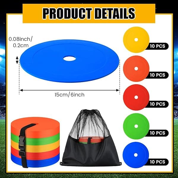Silipull Flat Soccer Cones, 50 Pack, 6 Inch — view 2 of 4