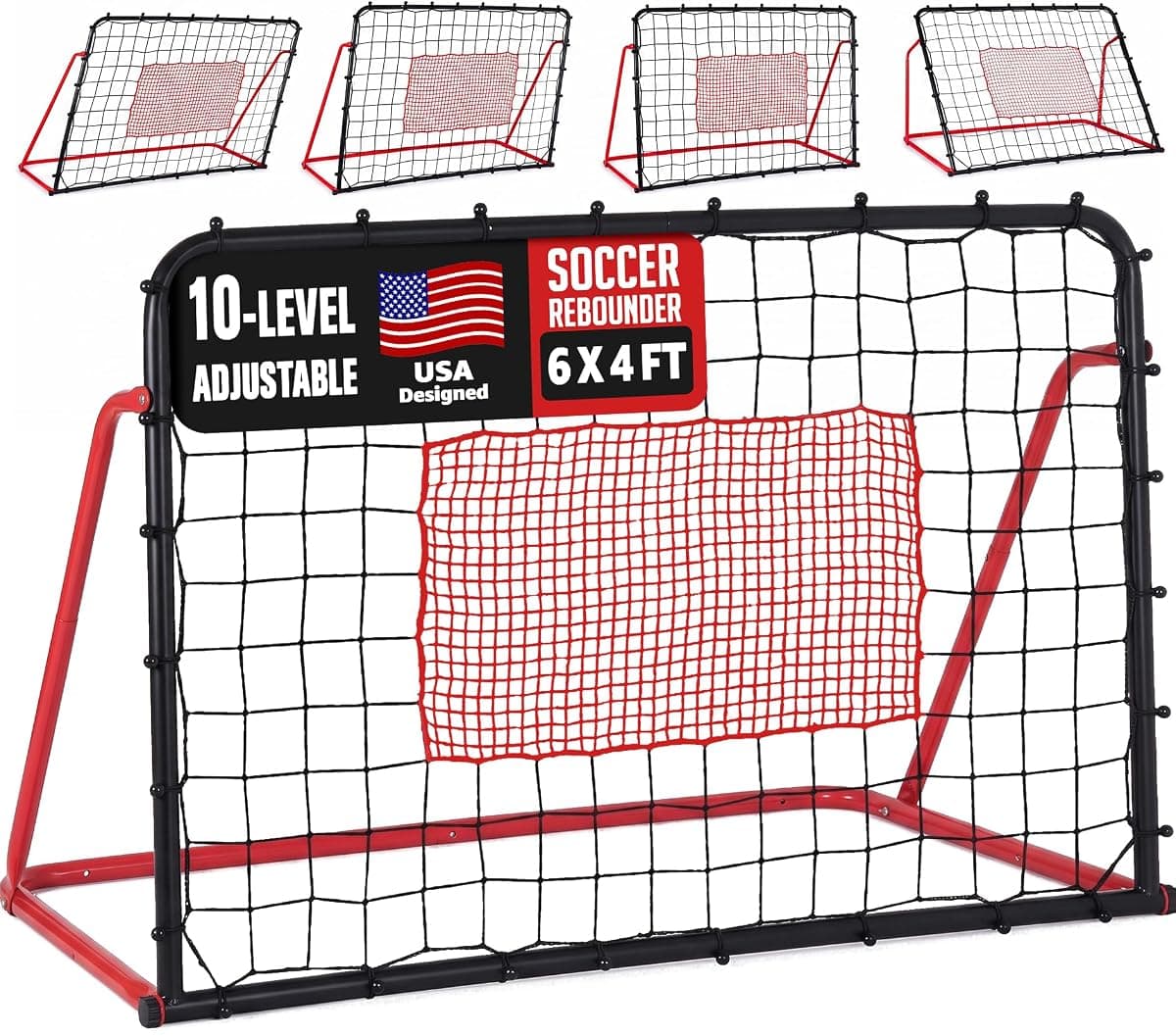 ZEALFEEL Soccer Rebounder Net, 6 x 4 ft, 10 Angles