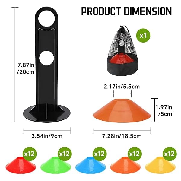 BIRDDIE Soccer Disc Cones, 60 Pack, 5 Colors — view 2 of 4
