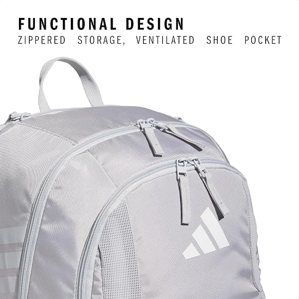 adidas Stadium Soccer Backpack 36L, Light Grey — view 3 of 4