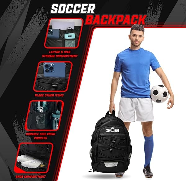 Spalding Soccer Backpack 30L, Ball and Shoe Pockets — view 3 of 4