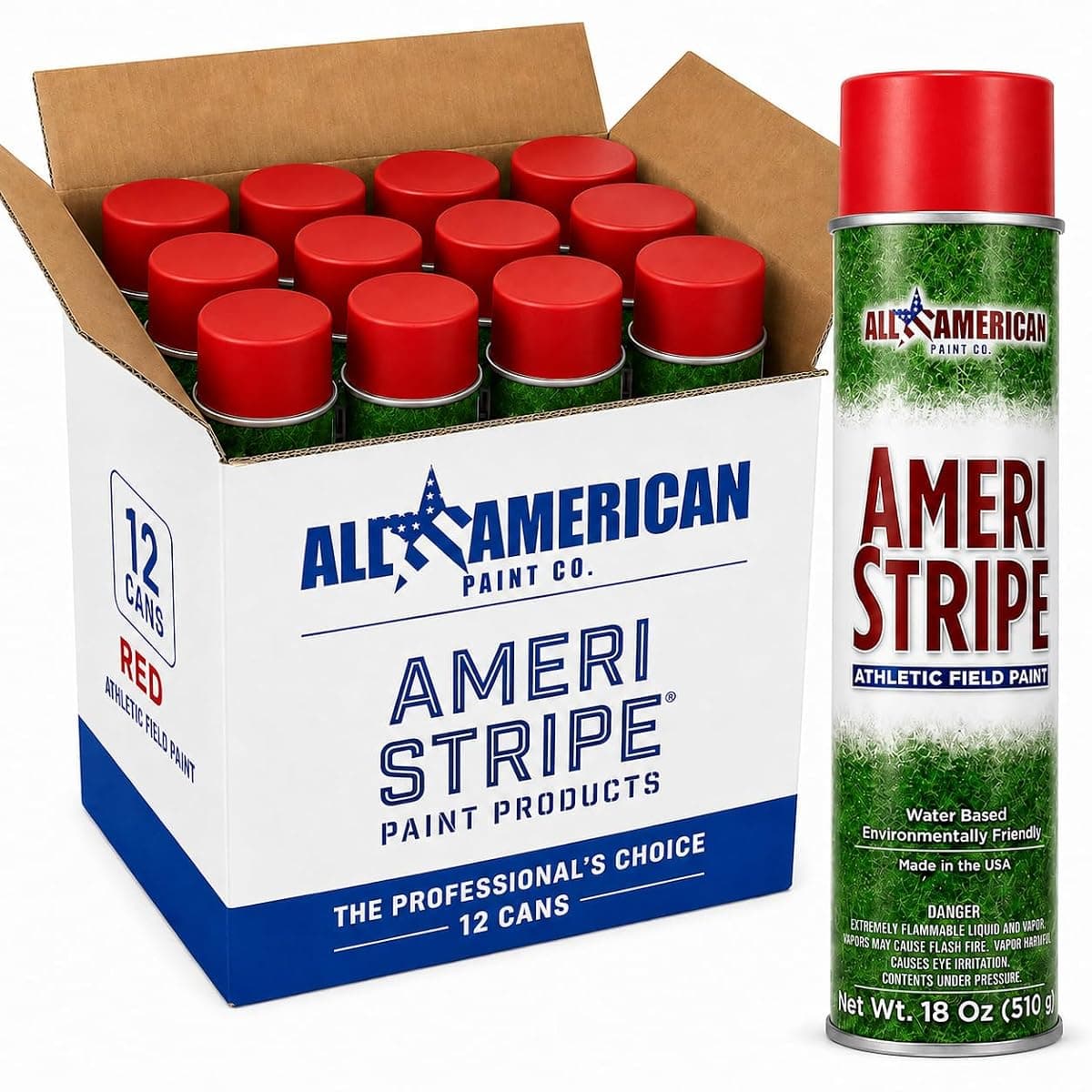 Ameri-Stripe Field Marking Paint, Red, 12 Cans