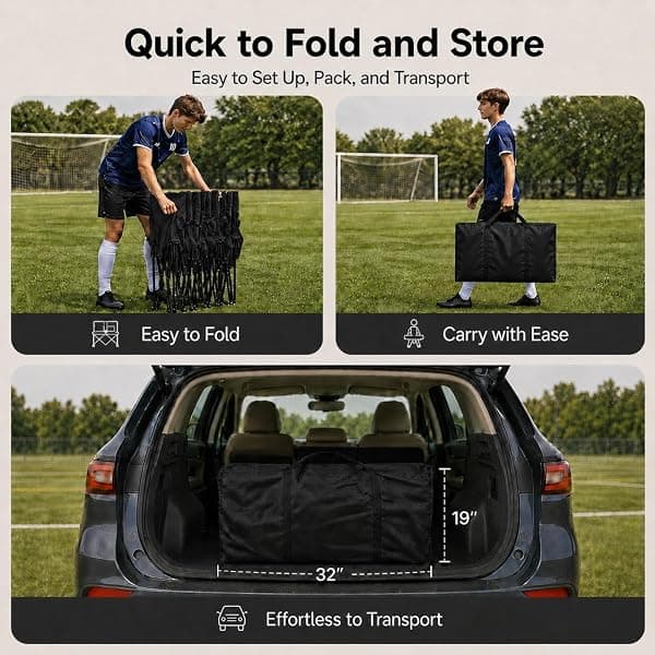 Yaheetech Folding Sideline Bench, 6 Seats, Black — view 4 of 4