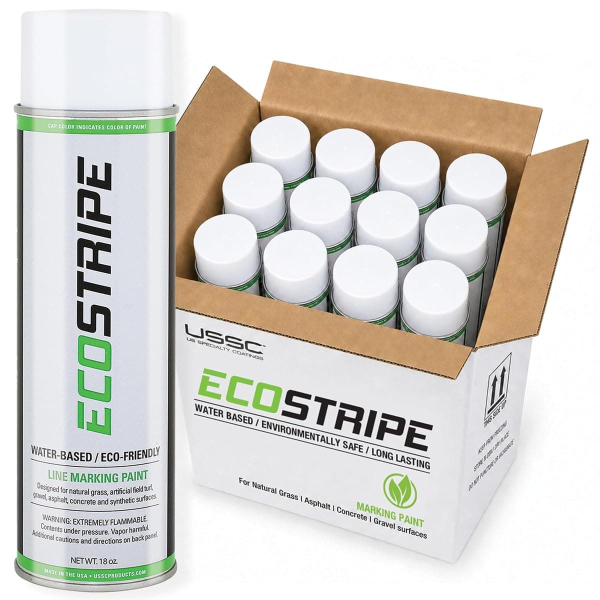 Eco-Stripe Field Marking Paint, White, 12 x 18 oz