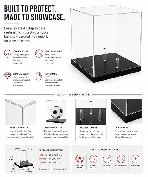 OnDisplay Acrylic Soccer Ball Case, UV-Blocking — view 2 of 4