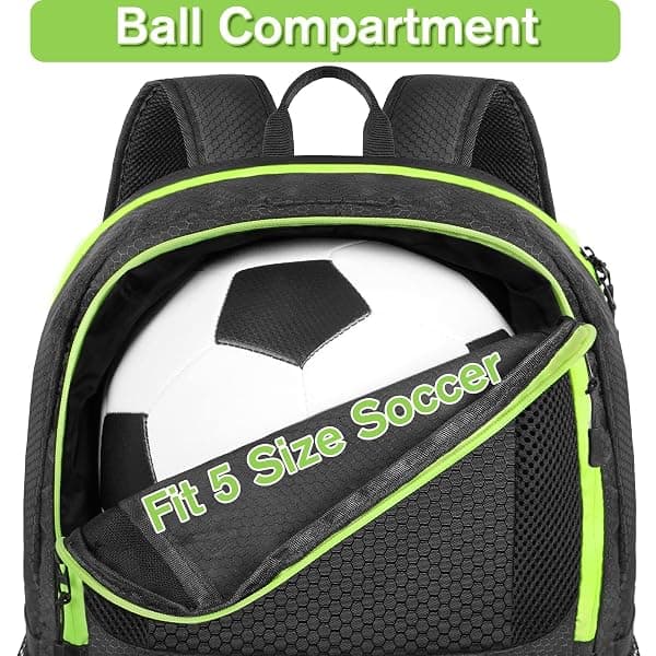 YOREPEK Soccer Backpack 28L, Black — view 3 of 4
