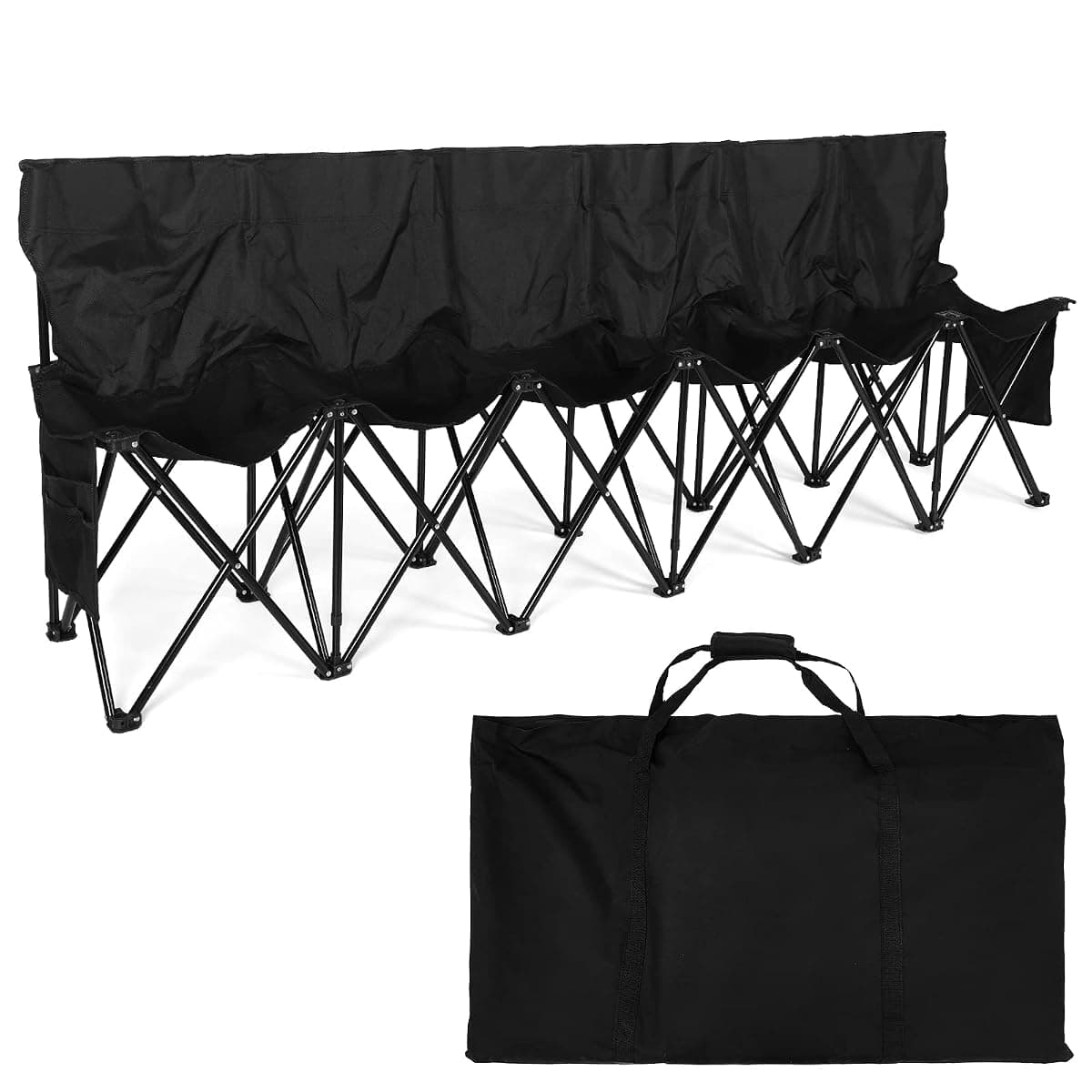 Kigley Folding Team Bench, 6 Seats, Black