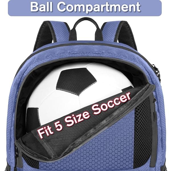YOREPEK Soccer Backpack 28L, Purple — view 3 of 4