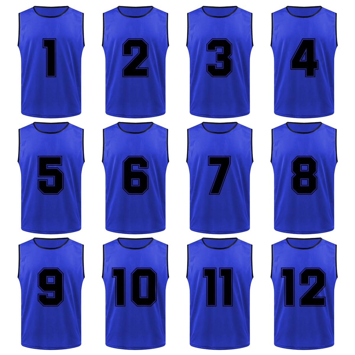 TOPTIE Numbered Scrimmage Vests, Adult, 12-Pack