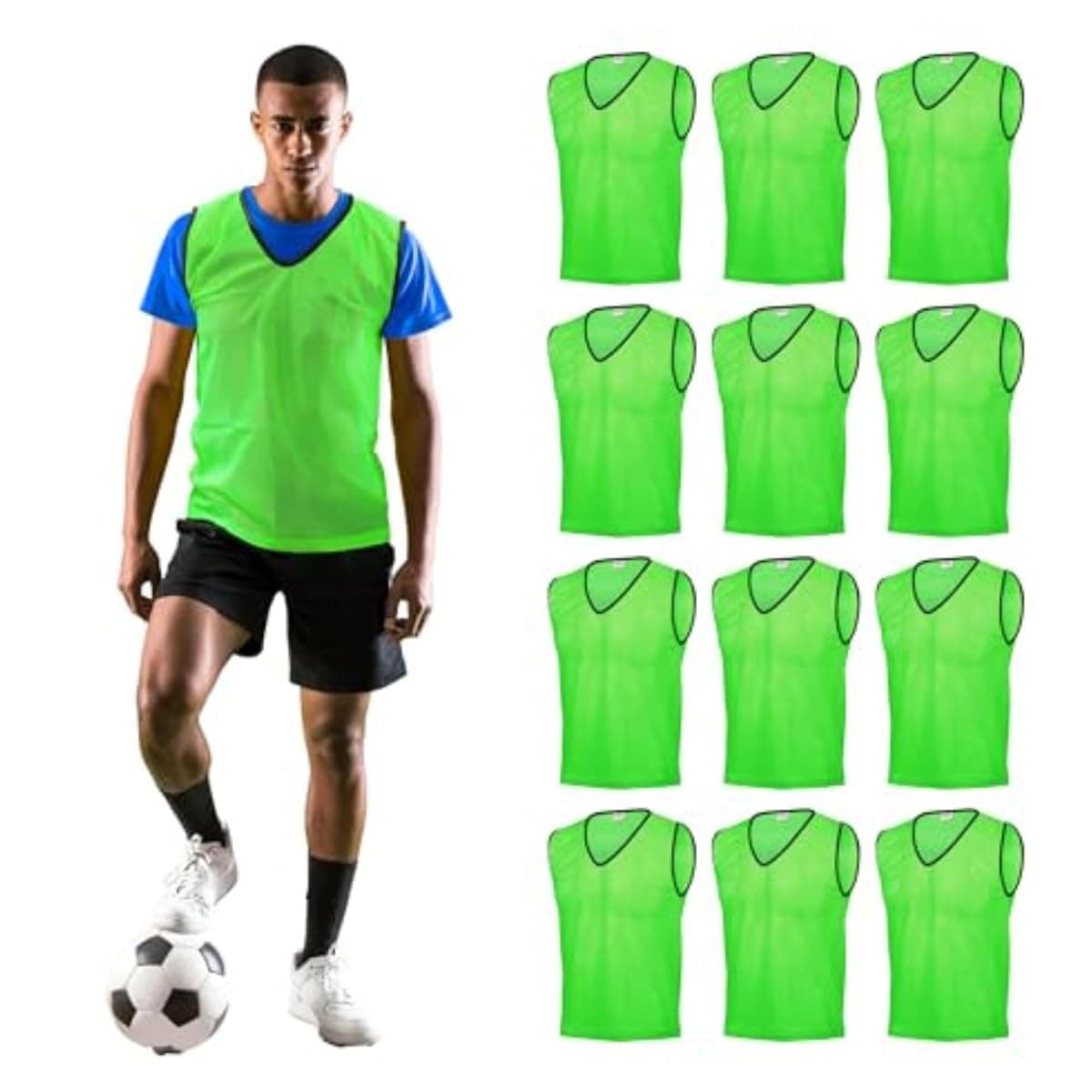 GSi Mesh Training Pinnies, Green, 12-Pack with Bag