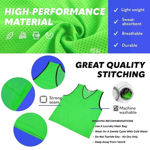 GSi Mesh Training Pinnies, Green, 12-Pack with Bag — view 4 of 4