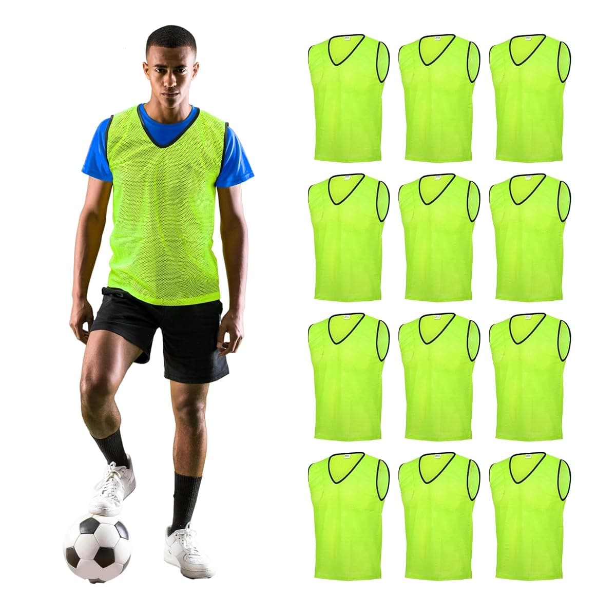 GSi Mesh Training Pinnies, Yellow, 12-Pack with Bag