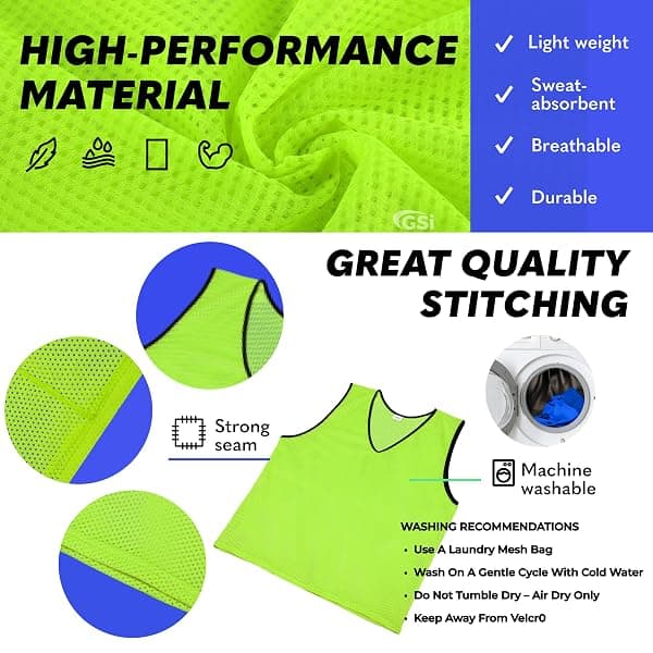 GSi Mesh Training Pinnies, Yellow, 12-Pack with Bag — view 4 of 4