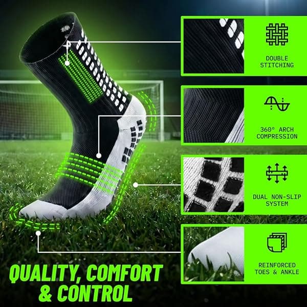 LUX Sports DualGrip Grip Socks, Black — view 3 of 4