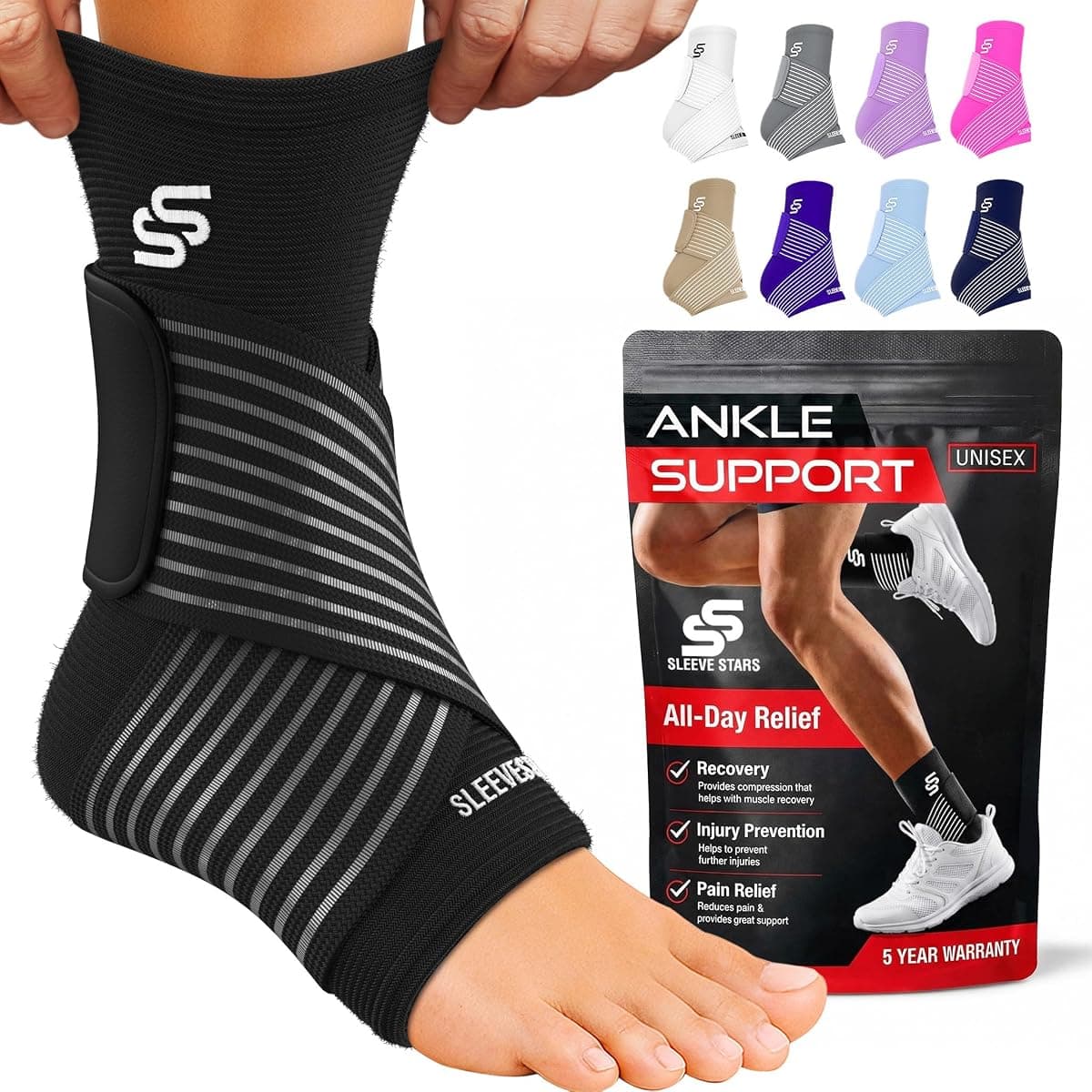 Sleeve Stars Ankle Brace with Strap, Medium