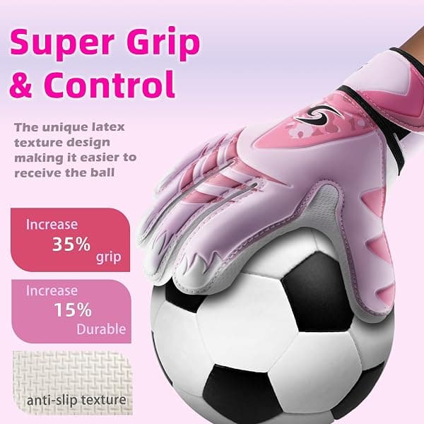 Sportout Youth Goalkeeper Gloves, Size 6, Pink — view 3 of 4
