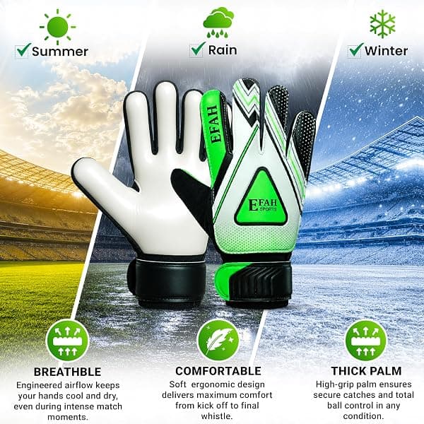 EFAH Sports Youth Goalie Gloves, Size 5, Green — view 2 of 4