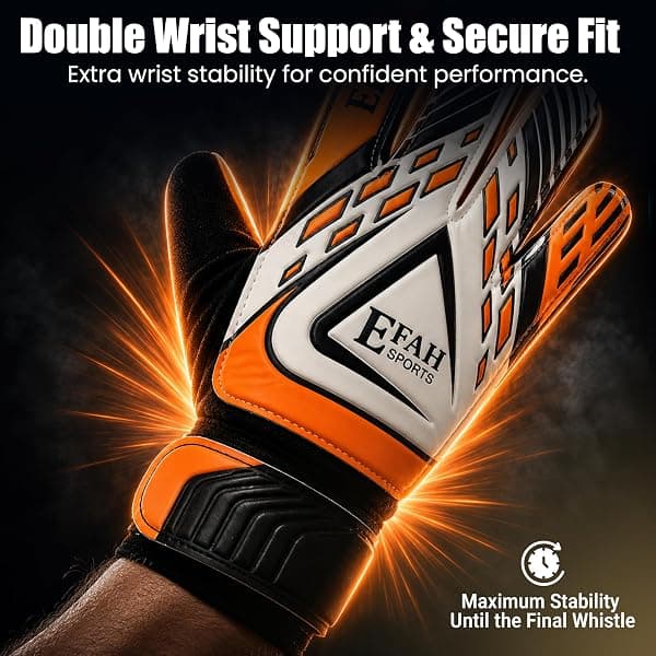 EFAH Sports Youth Goalie Gloves, Size 5, Orange — view 3 of 4