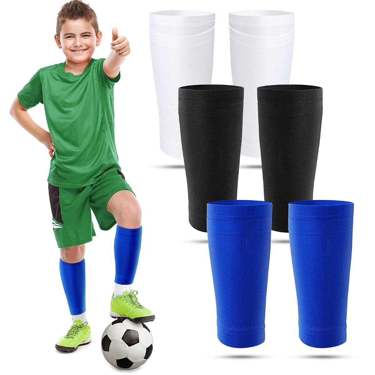 Boyiee Kids Shin Guard Sleeves, 3 Pairs, Small