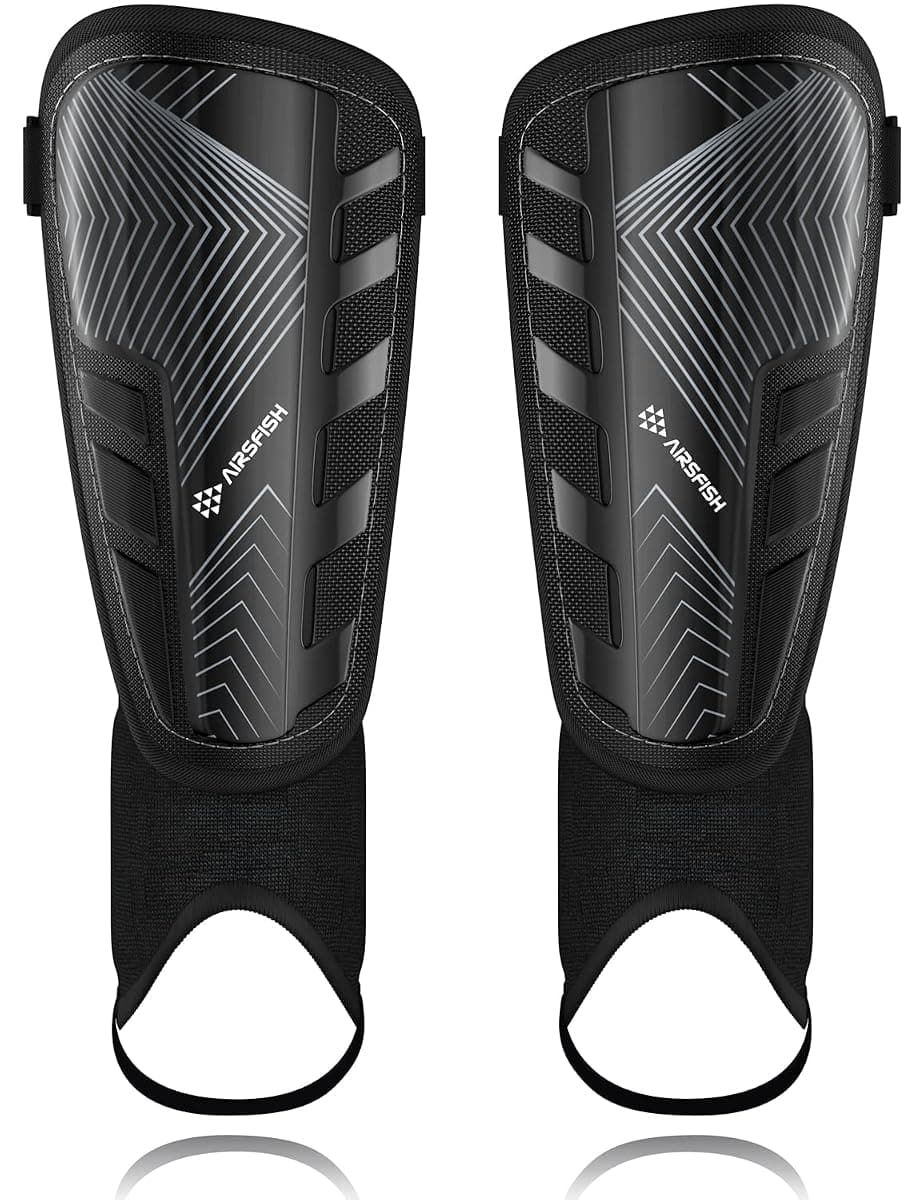 AirsFish Soccer Shin Guards, Medium, Black