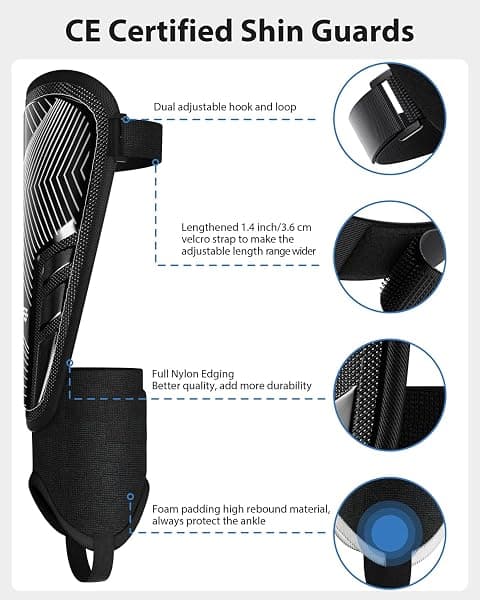 AirsFish Soccer Shin Guards, Medium, Black — view 2 of 4