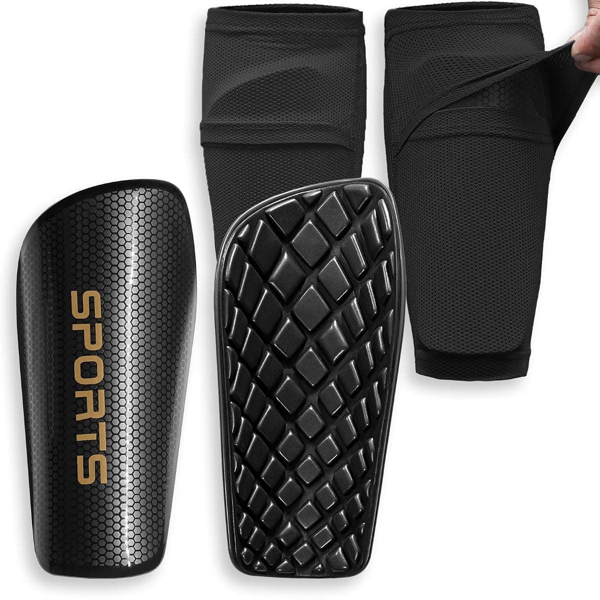Lponjar Soccer Shin Guards with Sleeves, Medium