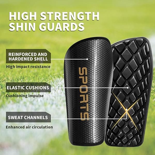 Lponjar Soccer Shin Guards with Sleeves, Medium — view 3 of 4