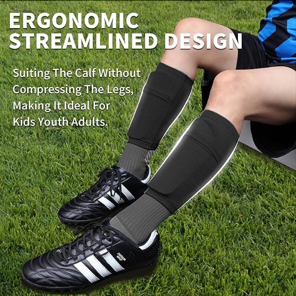 Lponjar Soccer Shin Guards with Sleeves, Medium — view 4 of 4