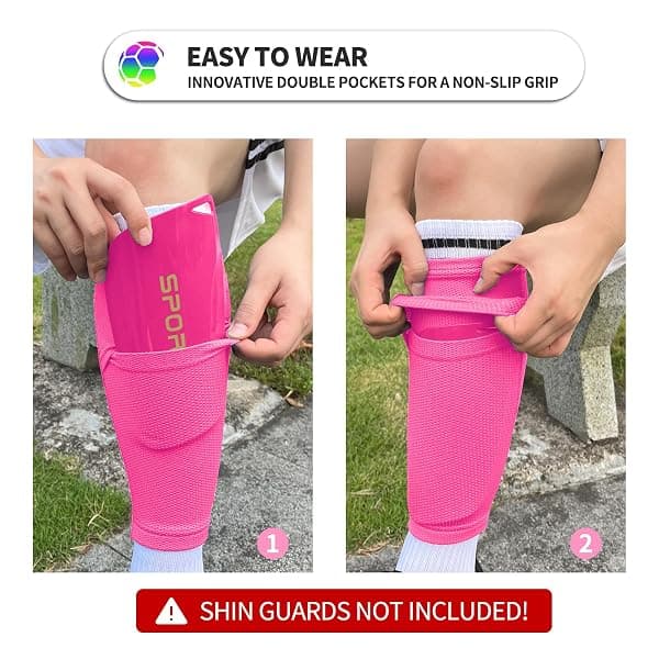 Athcise Shin Guard Sleeves, 2 Pairs, Large, Pink — view 2 of 4