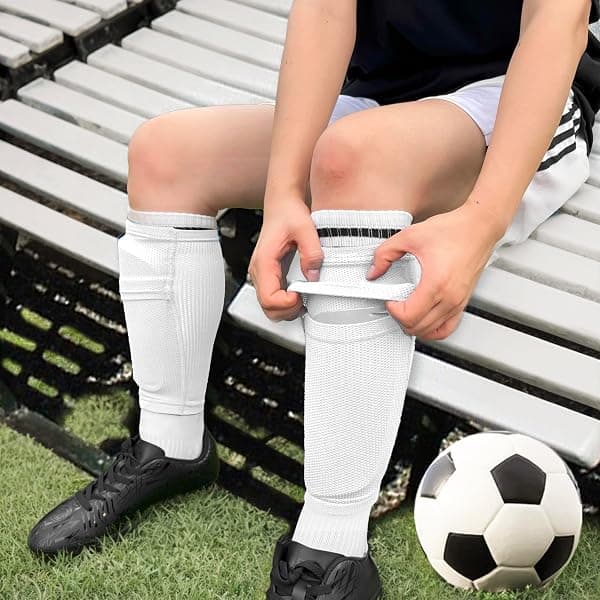 Athcise Shin Guard Sleeves, 2 Pairs, Medium, White — view 4 of 4