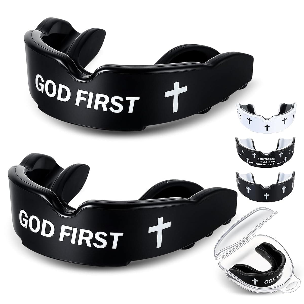 Yaomiao Youth Mouthguards, 2 Pack, Black & God