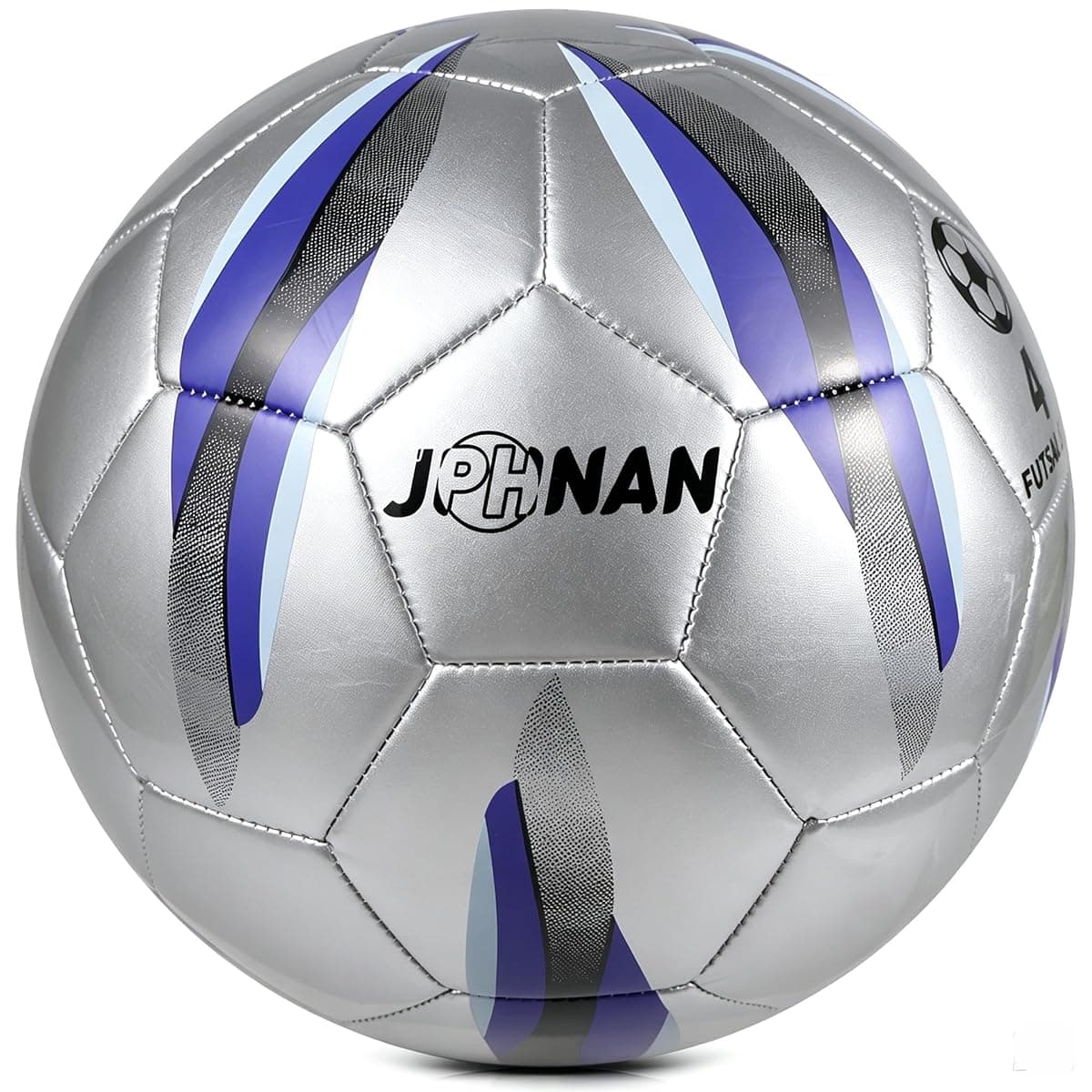 Jphnan Low-Bounce Futsal Ball, Silver/Blue, Size 4