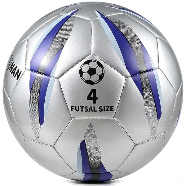 Jphnan Low-Bounce Futsal Ball, Silver/Blue, Size 4 — view 2 of 4
