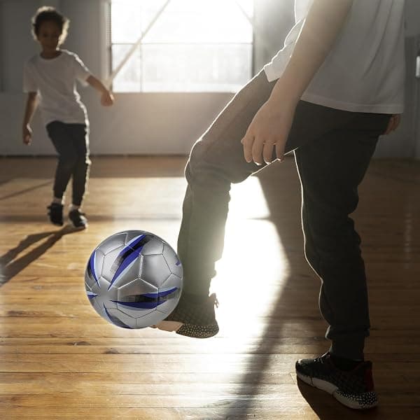 Jphnan Low-Bounce Futsal Ball, Silver/Blue, Size 4 — view 4 of 4