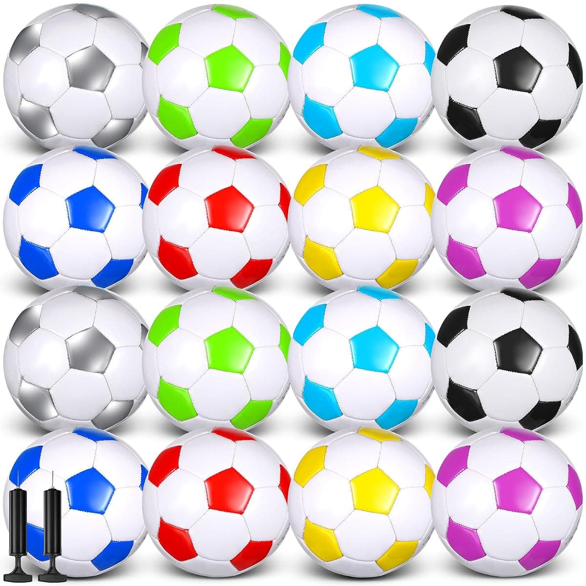Soulchen Soccer Balls, 16-Pack with Pumps, Size 3