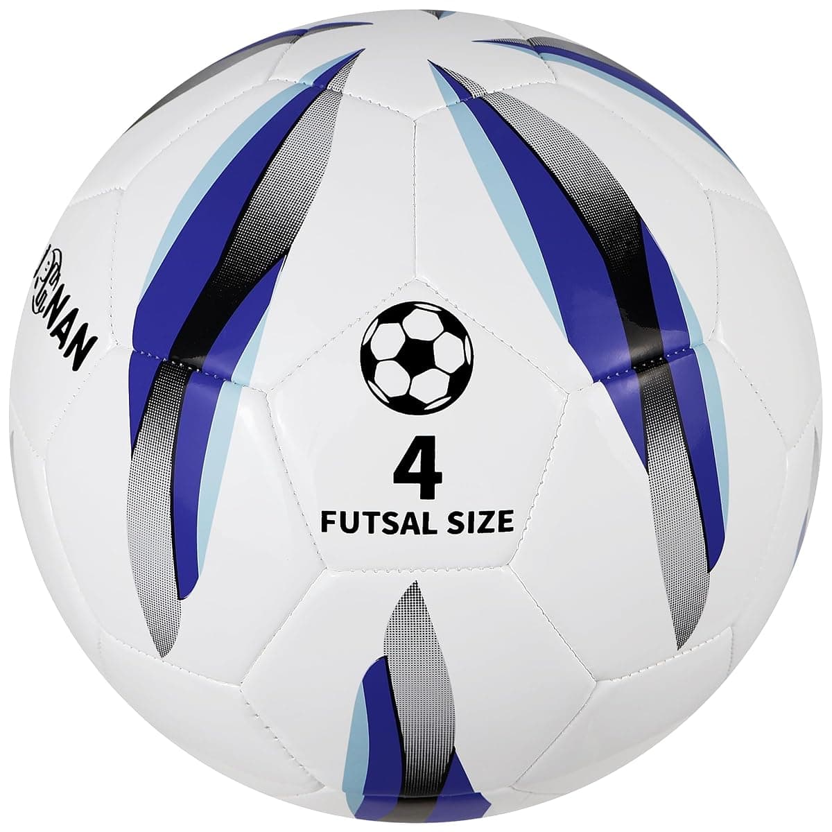 Jphnan Low-Bounce Futsal Ball, White/Blue, Size 4