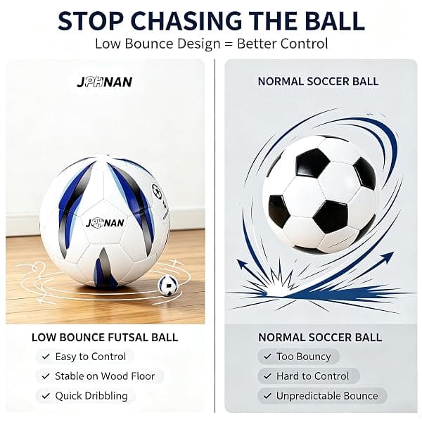 Jphnan Low-Bounce Futsal Ball, White/Blue, Size 4 — view 3 of 4