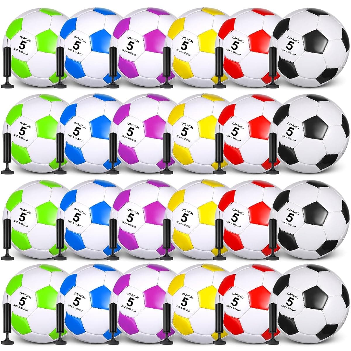 Sotiff Soccer Balls, 24-Pack with Pumps, Size 5