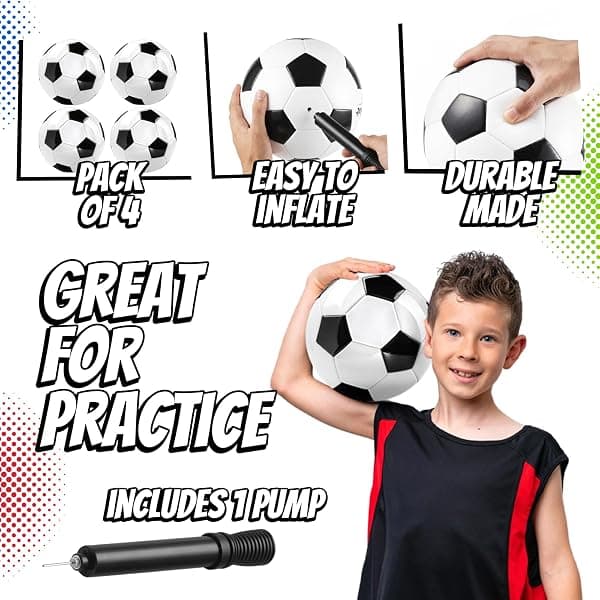 PlayBolt Soccer Balls, 4-Pack with Pump, Size 3 — view 2 of 4