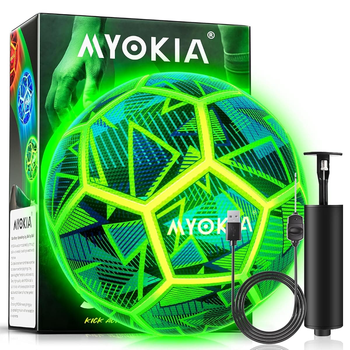 Myokia Light-Up Soccer Ball, Geometric, Size 5