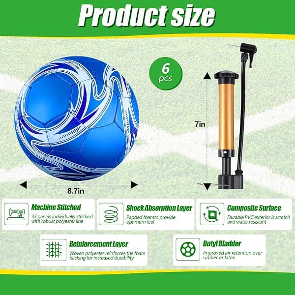 Realspring Soccer Balls, 6-Pack with Pump, Size 5 — view 2 of 4