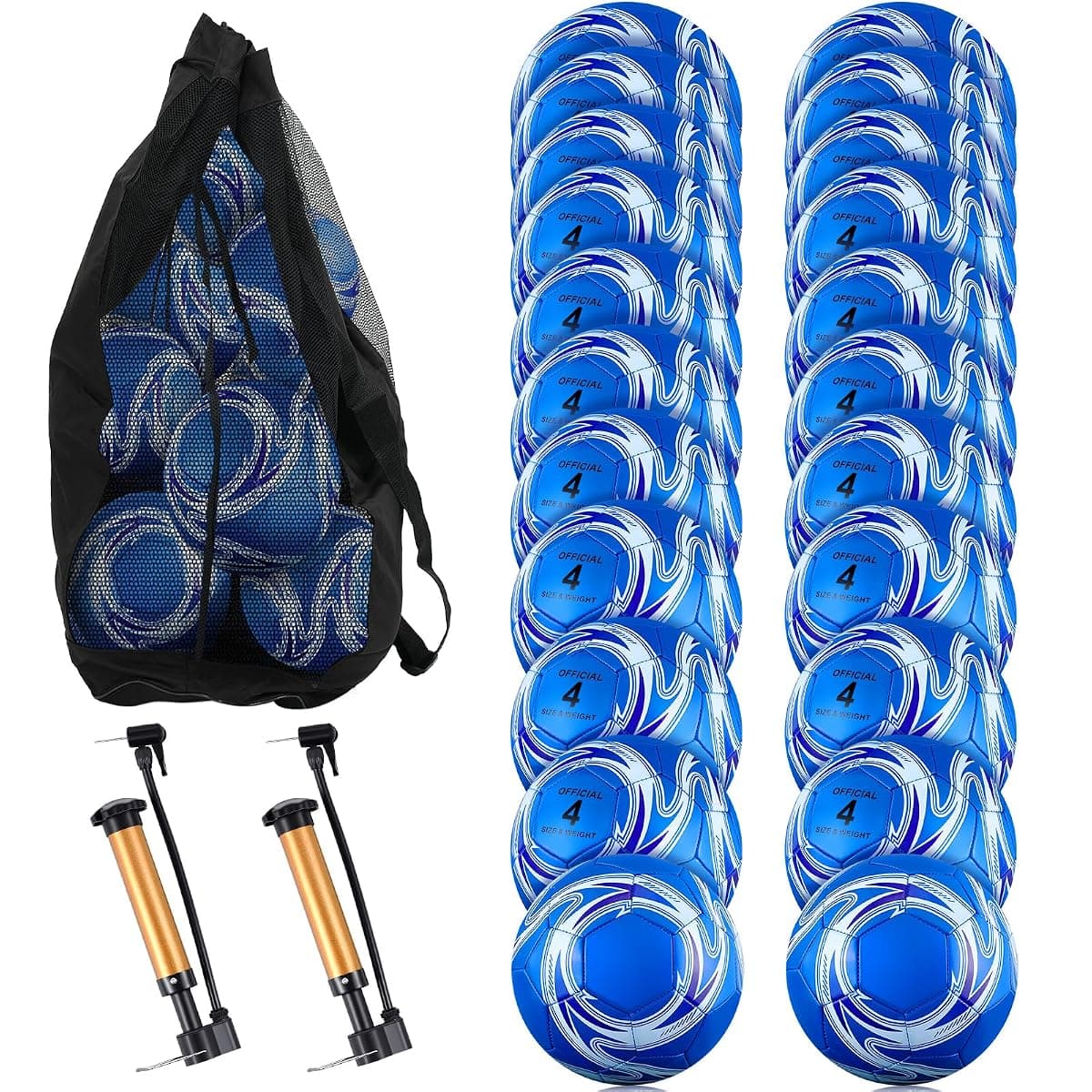 Realspring Soccer Balls, 24-Pack with Bag, Size 4